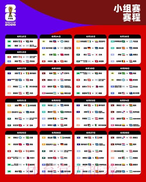 2026世界杯赛程表及直播时间安排完整版